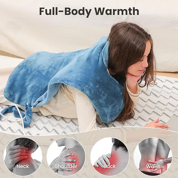DAILYLIFE Heating Pad for Neck and Shoulders and Back, Electric Heating Pad for Back Pain Relife, 6 Heating Settings, UL Certified with Overheating Protection and Machine Washable, 26"x35", Light Blue