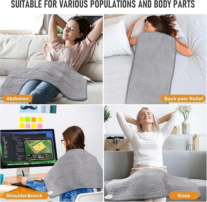 Extra Large Heating Pad for Back Pain Relief, 20x40 Inches, Full Body Heating Pad for Shoulder and Neck, with 10 Temp Levels | 3 Auto-Off Timers | Dry/Moist Heat Therapy - Gifts for Women Men