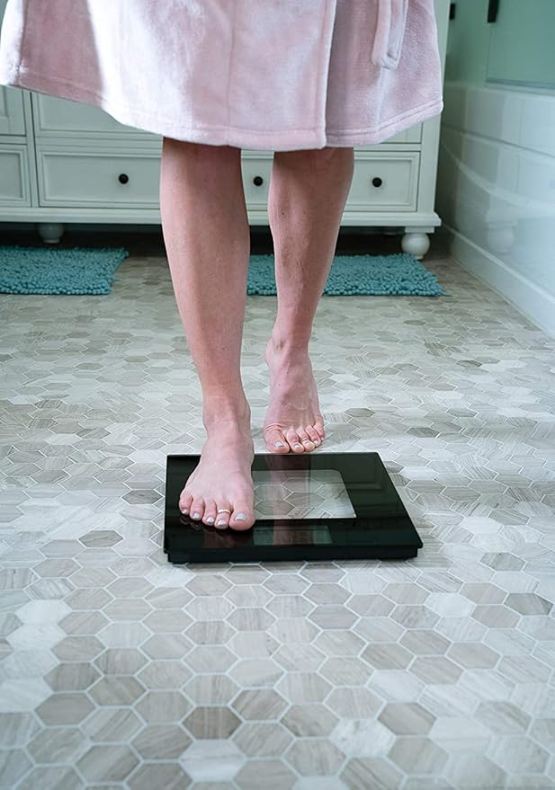 Extra Wide Glass Talking Digital Scale | The Bathroom Scale That Talks | Accurate Visual & Voice Display Digital Scale for Body Weight | 395 Pounds Max | Wide Width Tamper Glass | Large LCD Display