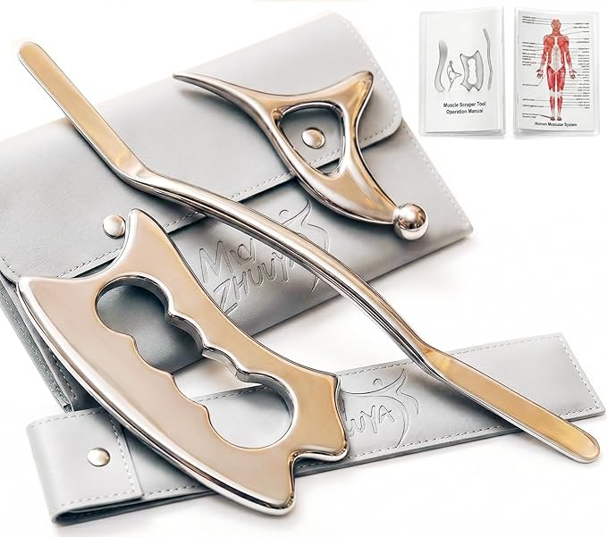 3-in-1 Muscle Scraper Tool Set - Stainless Steel Gua Sha & IASTM Tools for Myofascial Release & Muscle Recovery- Physical Therapy Fascia Scraper | Scraping Kit for Soft/Deep Tissue, Muscle Relief