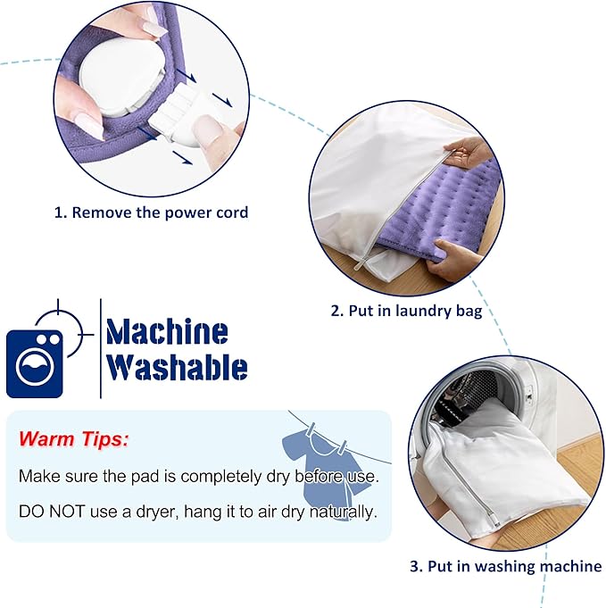 Electric Heating pad with 6 Heat Settings, Auto Shut Off, Dry Electric Heating for Back Neck Knee Arms Legs Shoulder Heat Pads for Christmas Birthday Father's Day Mother's Day (24"X12", Light Purple)