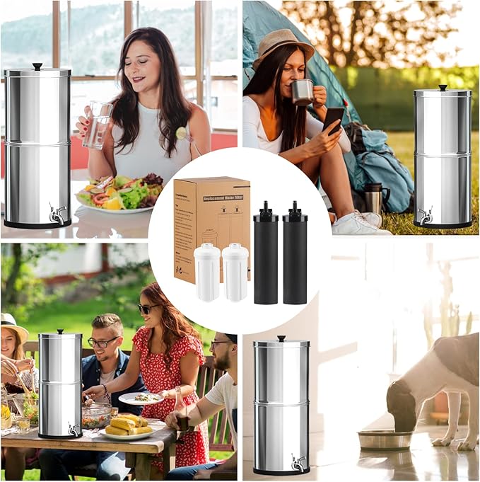 Water Filter Replacement for Water Filter, Black Activated Carbon Filters and 2 Fluoride Filters Compatible with Big, Light, Imperial, Travel, Crown and Royal Series
