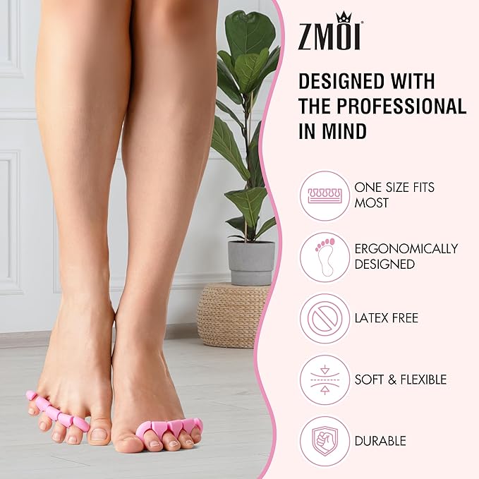 Gel Toe Separators for Women & Men - 4 Pieces Soft Silicone Pedicure Toe Spacers for Separating Toenails - Toe Polish Separators, Yoga, Relaxing, Nail Art and more - (Pink & Blue Ombre)
