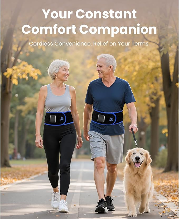 BOB AND BRAD ThermoRed Heating Pad Belt Massager for Lower Back Support, FSA Cordless Wearable Near Infrared Heat & Red Light Lumbar Back Wrap with Adjustable Vibration HSA Eligible, Gift for Family