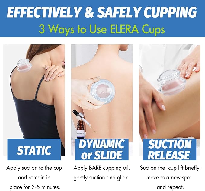 ELERA Silicone Cupping Therapy Set, Professionally Chinese Massage Cups for Cupping Therapy and Cellulite Reduction (7 Cups)