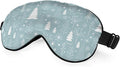 Pine Snowflakes Silk Eye Mask Sleep Mask Snow Winter Christmas Pattern Blue Eye Mask with Adjustable Strap Lightweight for Women Work Travel Night Sleep
