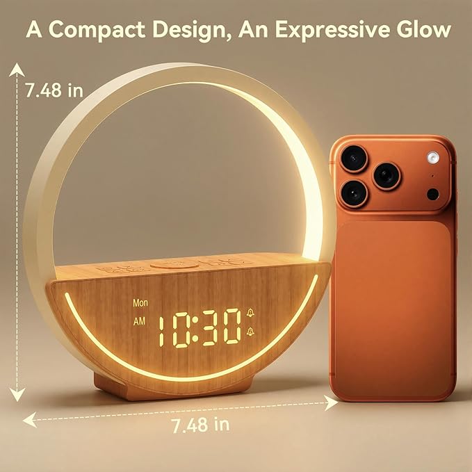 Vivilumens Wake Up Light Sunrise Alarm Clock - White Noise Machine with 20 Soothing Sounds for Sleep Better, Weekdays/Weekends Dual Alarms for Heavy Sleepers & Touch Control Night Light, Ideal Gifts