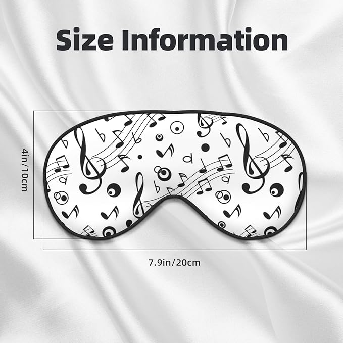 Black Music Notes Sleep Mask Eye Mask with Adjustable Strap Eye Sleep Shade Cover Blocks Light for Women Men Airplane Travel Nap