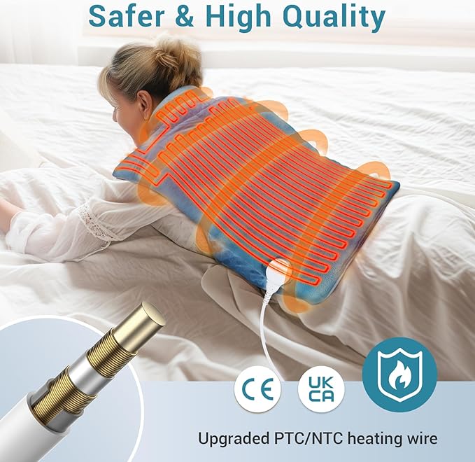 Comfytemp Heating Pad for Back, Weighted Electric Heating Pad for Neck Shoulders, Large Heated Wrap for Her Him Women Men Mom Neck Shoulders Relaxtion, 9 Heat Settings & 11 Auto-Off，22"x33", Blue