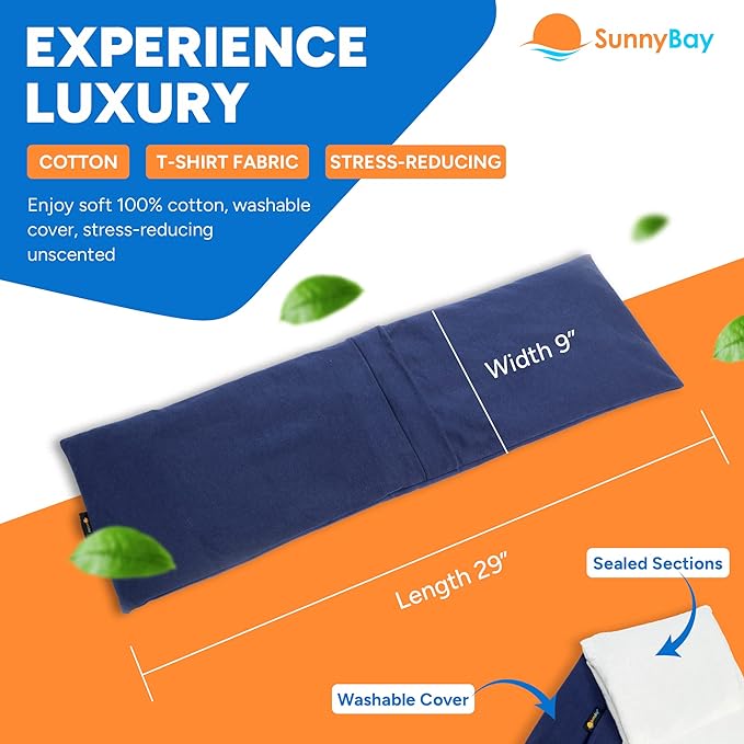 SunnyBay Microwave Heating Pad, Microwavable Heated Neck and Shoulder Wrap for Back Pain and More, Moist Weighted Beanbag Pack with Washable Cover, 29x9 Inches, 4 lbs, Unscented