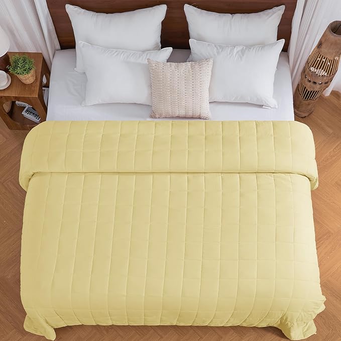 King Size Weighted Blanket for Adults (20 lbs, 80” x 87”, Yellow) Cooling Heavy Blanket for Sleeping Perfect for 190-210 lbs, Breathable Blanket for Adults & Couple All Season, Machine Washable