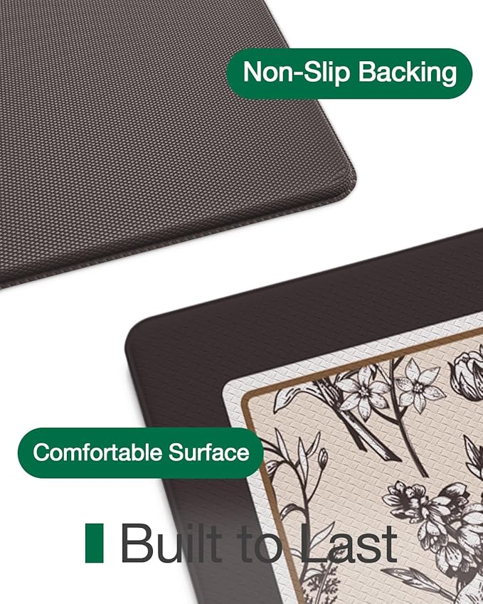 LUMI Anti Fatigue Kitchen Cushioned Mat for Floor, Padded Waterproof Runner for Standing, Stain Resistant Comfort Rugs for Home, Sink, Laundry, 24x59