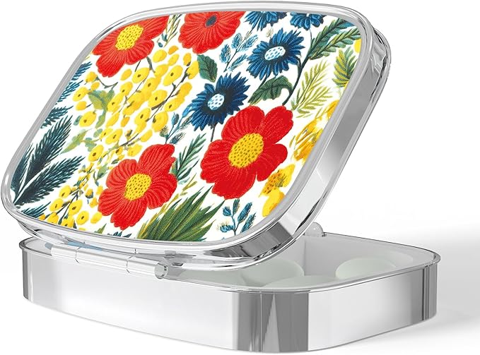 Pill Box-2 Compartment Small Pill Case Portable for Pocket & Purse Single Pill Carrier Pill Container to Hold Vitamins Medication Fish Oil and Supplements BPA-Free