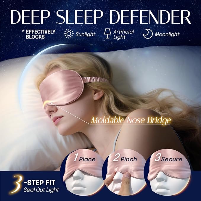 Silk Sleep Mask Eye Mask Blindfold with Double Layer Silk Filling and Elastic Strap for Full Night's Sleep, Travel and Nap, Soft Eye Cover Eyeshade with Luxury Bag and Ear Plugs by OLESILK (Black)