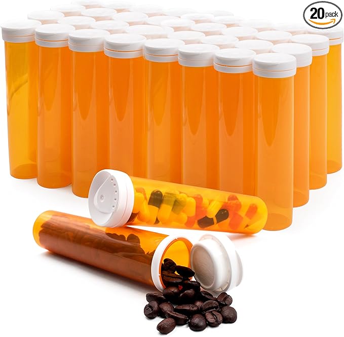 Desiccant Cap Pill Bottle, 60ml 20 pcs Medicine Bottle, Pill Bottles Empty with Caps, Empty Pill Bottles, Prescription Medicine Containers Travel Airtight Pill Airtight Medicine Container