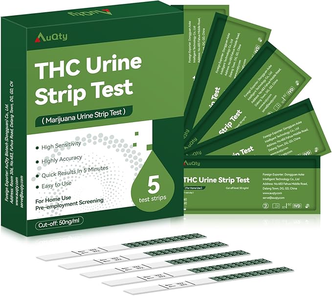 THC Tests for Home Drug Test Kit, Highly Sensitive Marijuana/Weed Urine Marijuana Drug Test, 50 ng/mL Cutoff Level (5 Count)