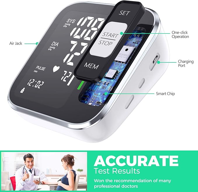 Blood Pressure Monitor Upper Arm Digital Blood Pressure Machine for Home Use with Backlit Display 8.7"-15.7" Cuff with Storage Bag