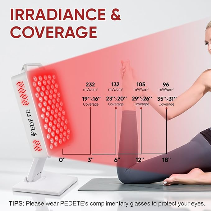 Red Light Therapy for Face & Body, 630nm 660nm 810nm 850nm and 940nm 5 Wavelengths Near Infrared Light Therapy Panel, 70 Dual Chip LEDs Red Light Therapy Device for Skin Care, Sleep, Pain Relief. T70Z