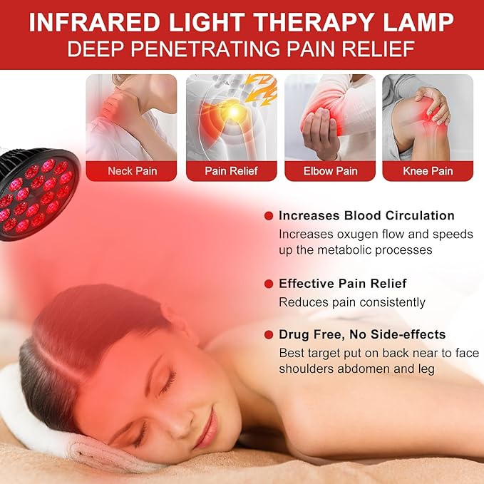 Red Light Therapy Bulb, 18 LEDs Lamp for Body and Face with 660nm Red and 850nm Infrared Light Therapy Device for Skin Care Pain Relief Suitable E26 Socket-Only Bulb