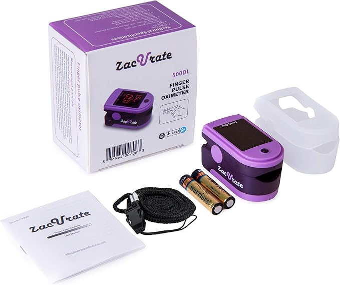 Zacurate Pro Series 500DL Fingertip Pulse Oximeter and Oximeter Carrying Case Bundle