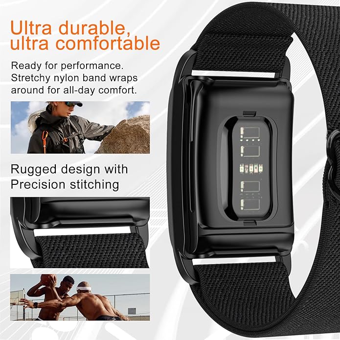 surundo Nylon Sport Band Compatible with Whoop Band 4.0 Strap Men Women with Bumper Case, Breathable Nylon Adjustable Waterproof Replacement Wristbands Straps for Whoop 4.0