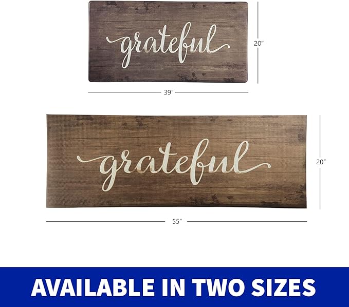 J&V TEXTILES Anti Fatigue Kitchen Mat for Floor, Embossed Themed Cushioned Kitchen Runner Rug Mat, Non Slip, Easy Wipe Clean, 1/2 Inch Thick (20x39 inches, Grateful)