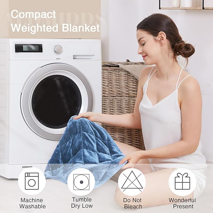 Alomidds Weighted Blanket 7lbs for Adults, Cozy Breathable Weighted Lap Blanket, Small Weighted Blanket Travel, Weighted Lap Pad for Sofa, Couch, Bluish Gray, 29" x 24"