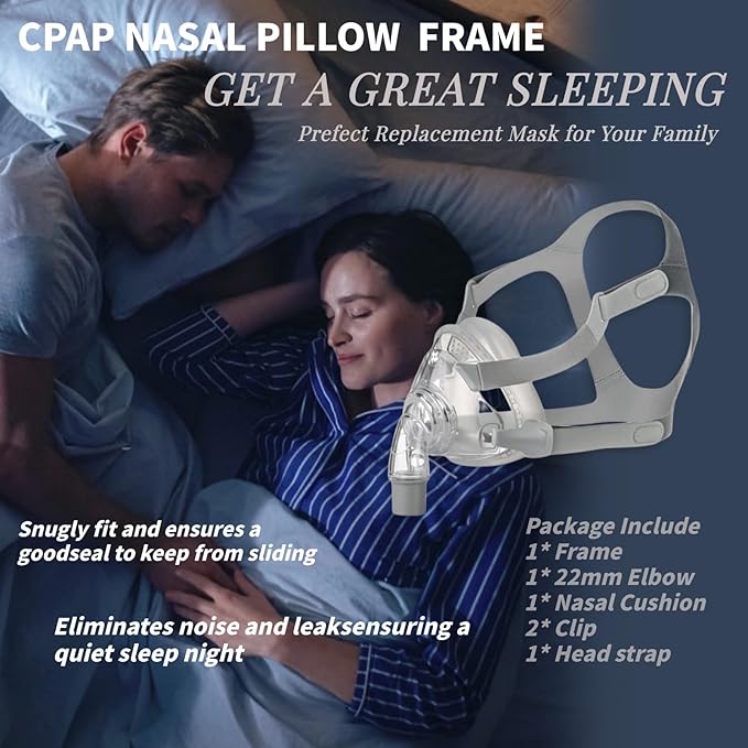 Full Face CPAP Mask, Full Cover Replacement Kit, Comfort Series Nasal CPAP MASK, Cpap Masks Includes Headgear, Cushion, Frame and Elbow(L)