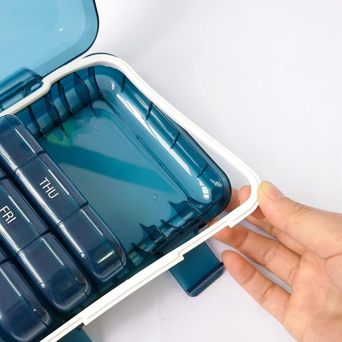 7 Day Weekly Pill Organizer - 3 Times a Day, Waterproof Travel Pill Box for Vitamins & Fish Oil