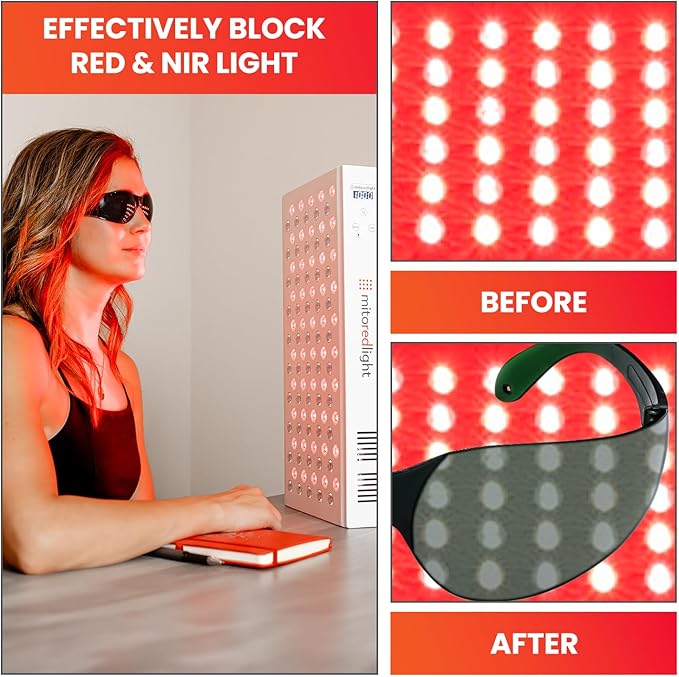Mito Red Light Therapy Glasses - Eye Protection for Red Light (600nm-900nm) - Goggles