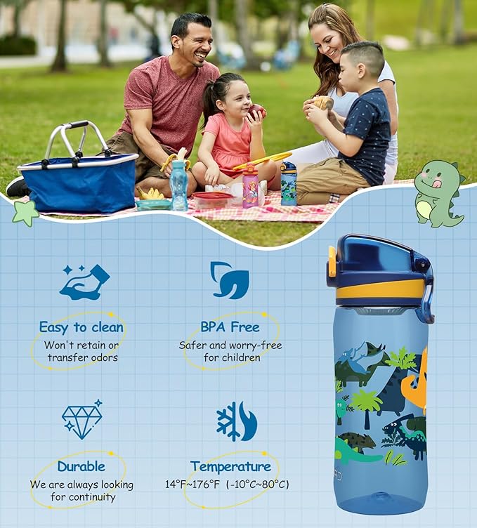 Opard 17oz Kids Water Bottle with Leak Proof Flip-Top Lid, Reusable BPA-Free Tritan for School and Travel