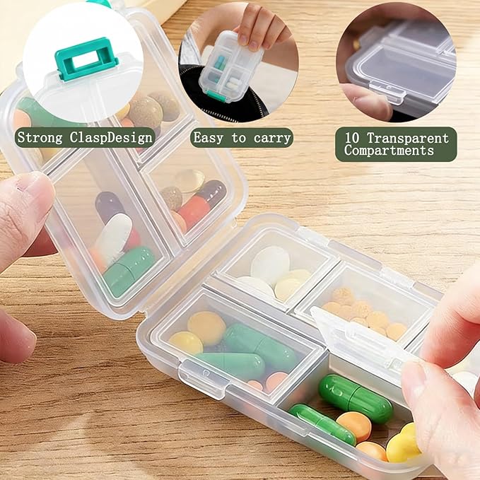 3-Piece Clear Medicine Organizer - Portable Multifunctional Medical Storage Box with Empty Pill Bags, Pill Cases, Removable Tray & Handle, Home & Travel Use