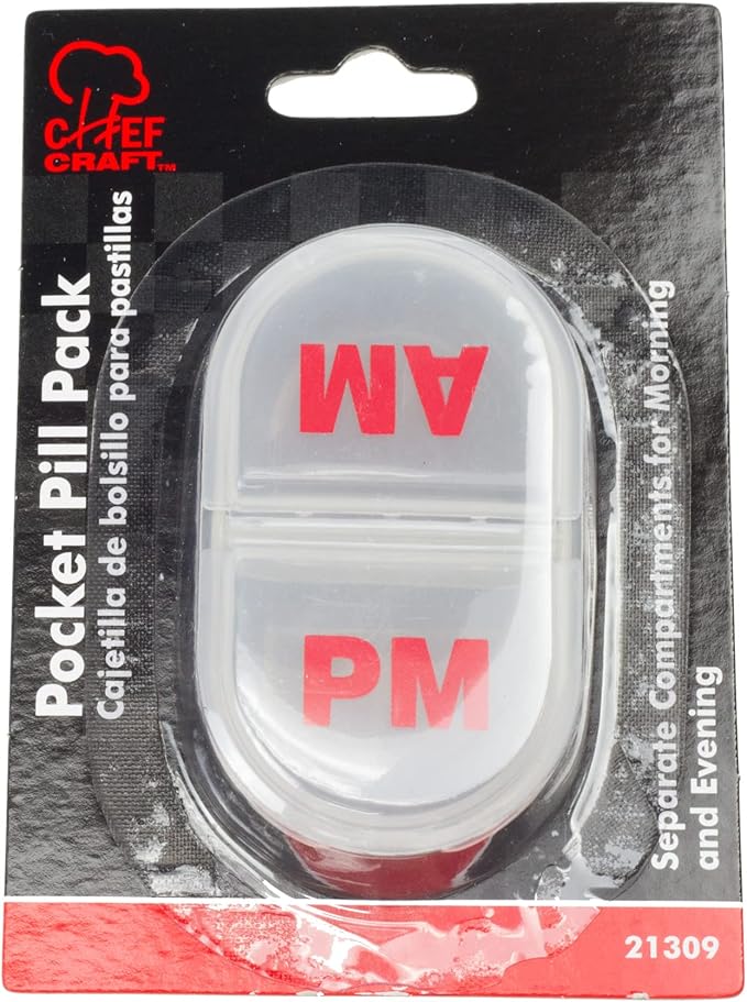 Chef Craft Select Plastic AM/PM Pocket Pill Pack, 3 inches in Length, Clear