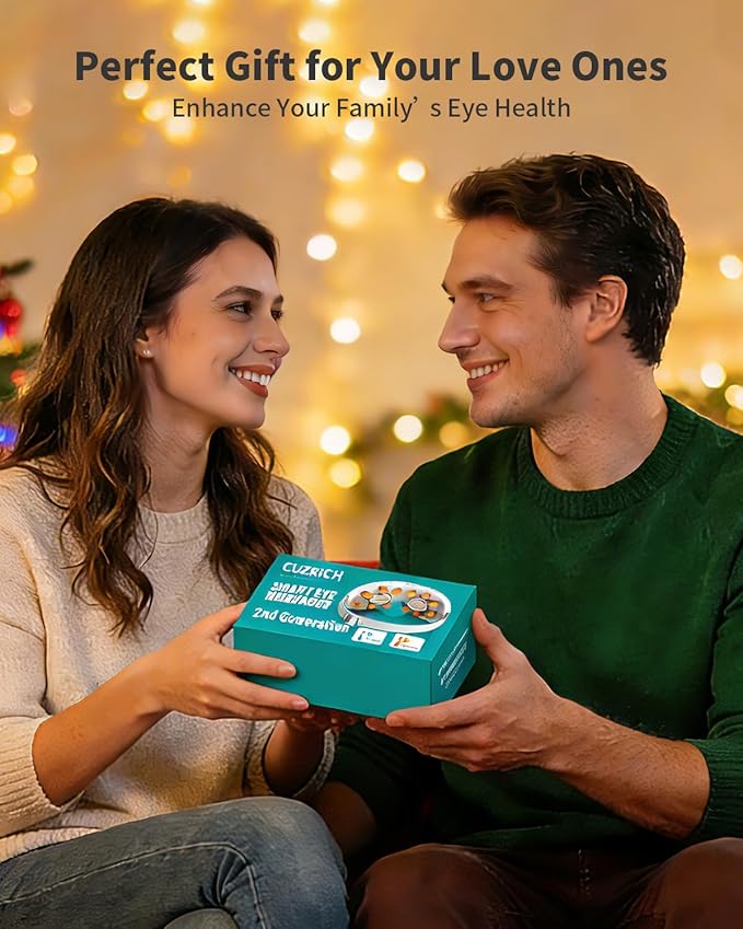 Eye Massager with Heat and Vibration and Cooling - Heated Cooling Eye Mask with Rapid Temp Control, 4 Massage Modes, 3 Temp Modes, 2400mAh Battery for Dry Eyes, Migraines, Puffiness Relief