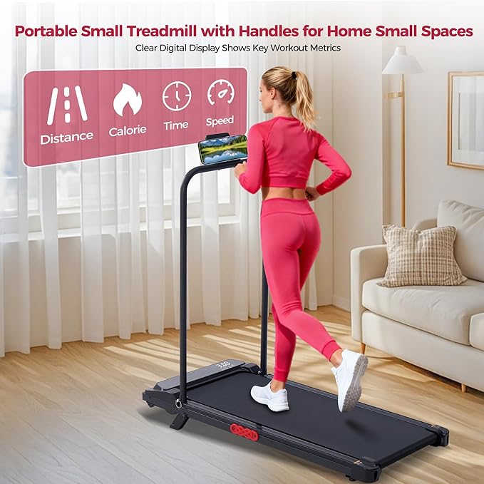 Walking Pad with Handle Bar and Incline, 3.0HP Under Desk Treadmill for Home Small Space, 0.6-7.6MPH Portable Walking Pad Treadmill with Handles, 350LBS, 2026 Upgrade