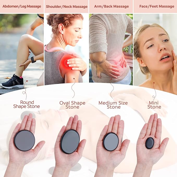 Hot Stones Massage Set, 20Pcs Basalt Hot Stones with Heater Kit, Massage Stones for Professional or Home spa, Relaxing, Healing, Pain Relief