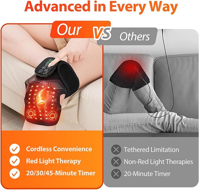 Red Light Therapy Knee Brace, Cordless Knee Massager, 660nm&850nm Near Infrared Light Therapy for Knee/Elbow/Shoulder, Christmas Birthday Gifts for Women Men