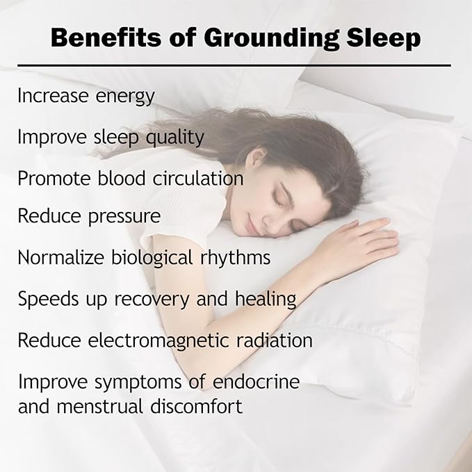 Grounding Sheets Twin XL Grounding Fitted Sheet Deep Pocket 90% Cotton 10% Silver Fiber Grounded Sheets Earth Connected Bed Sheet (Twin XL)