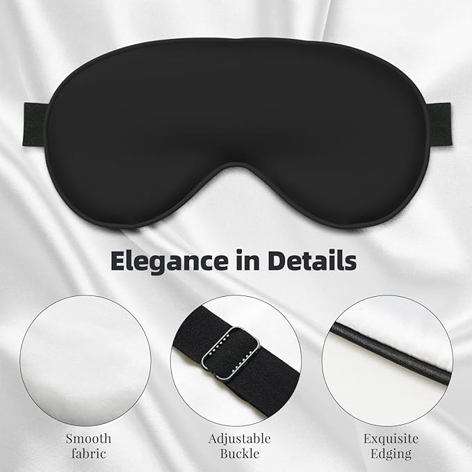 Personalized Eye Masks,Customized Sleep Blindfold Eye Mask,Custom Blackout Eye Cover with Adjustable Strap for Travel and Nap Solid Black
