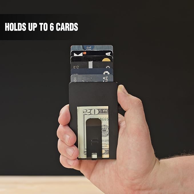 Faraday Wallet - RFID Blocking | Aluminum Credit Card Holder | Slim Minimalist Wallet | Locking Button Release | MagSafe Compatible | Money Clip