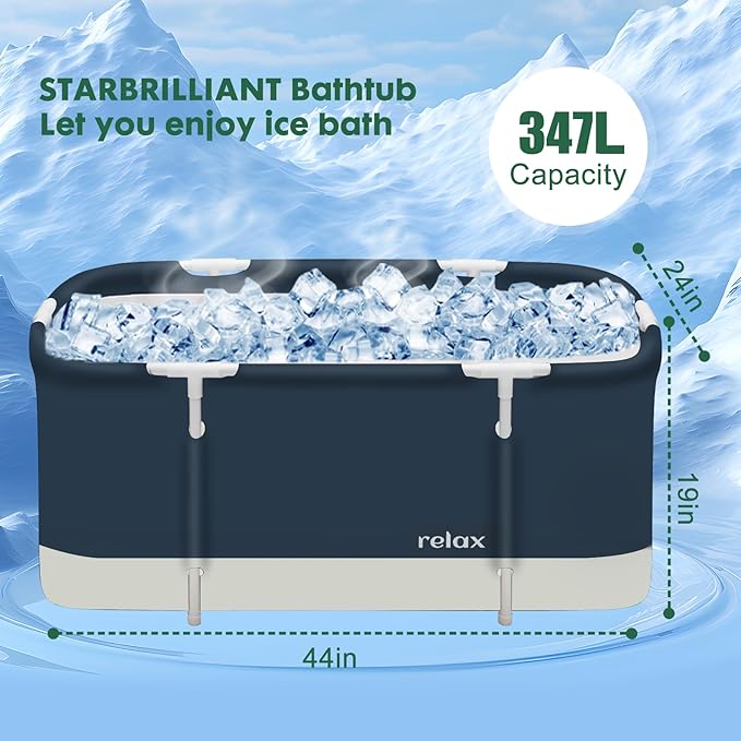 STARBRILLIANT Portable Foldable Bathtub,Soaking Standing Bath Tub for Shower Stall, Easy to Assemble Collapsible Bathtub, Suitable for Travel, Camping and Outdoor Activities (Relax, 45inch)