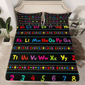 ABC Alphabet Bed Sheet Set Queen, Alphabet Numbers Fitted Sheet for Kids Educational Learning Bedding Set Learning Time Bed Cover with 2 Pillow Case (No Flat Sheet)