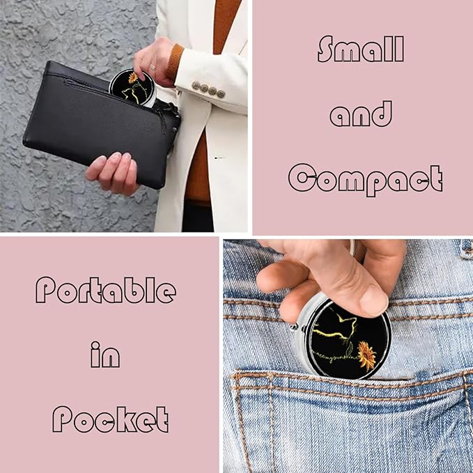 Metal Pill Organizer - 3-Compartment Mini Round Pill Case for Pocket & Purse, Portable Vitamin Holder, Easy-Open Design for Travel - Sunflowers and Cats