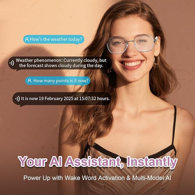 Al Smart Glasses for Women- Bluetooth Translation Glasses with 164 Languages, Color-Change Lens, Music & Call, IP54 Waterproof, Free App, Audio AI Translator Glasses for Meeting Cycling Travel Gaming