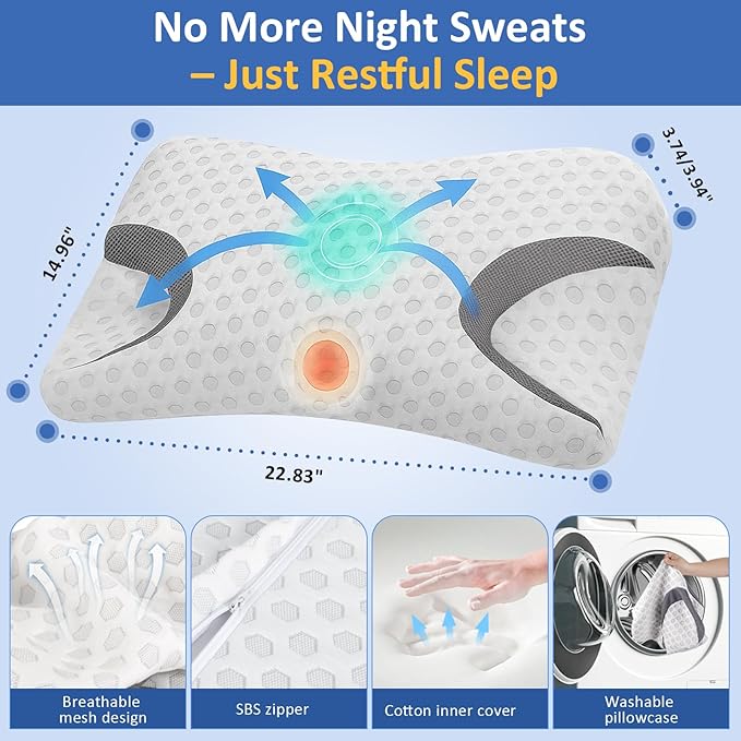 IKSTAR CPAP Pillow for Side Sleepers – Fits All CPAP Mask Types – Adjustable Memory Foam with Contoured Cutouts for Side, Back & Stomach Sleepers – Reduces Air Leaks & Mask Pressure a Better Sleep