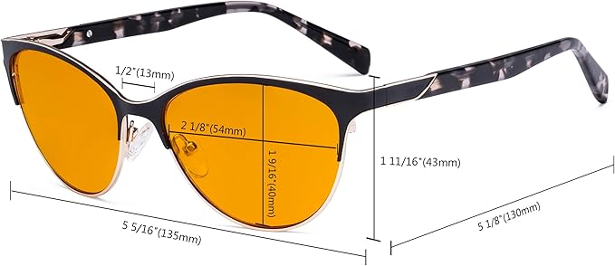 Eyekepper Ladies Cateye Blue Light Filter Glasses - Digital Eyegalsses Blocking Computer Screen UV Rays - Anti Glare Filter Reduce Eye Strain Orange Tinted Filter - Black