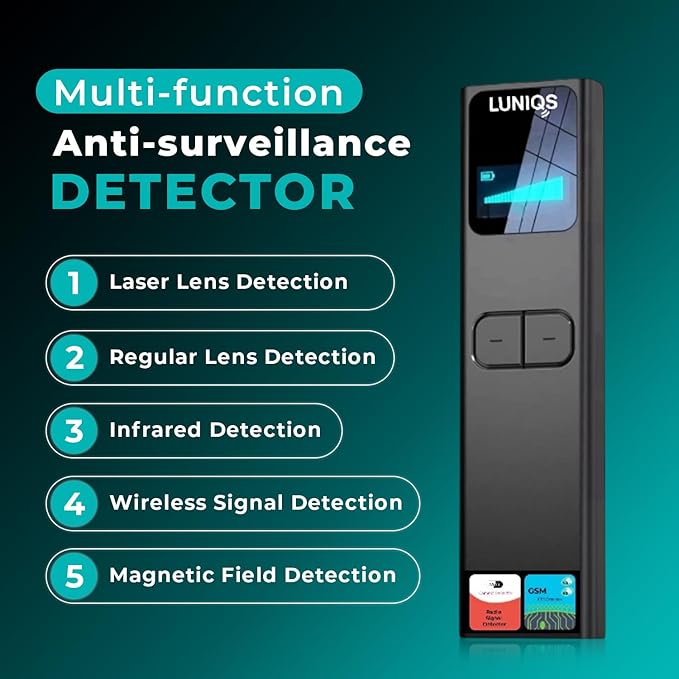 Hidden Camera Detectors -2026- Hidden Bug and Camera Detector & Spy Camera Finder, GPS Tracker Detector, RF Detector & Bug Detector (Laser + LCD Screen) for Travel, Home & Office Security