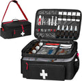Boczif First Aid Kit, First Aid Storage Carry Bag, Pill Bottle Organizer for Emergency Trauma Medical Kits Supplies Waterproof, Ideal for Home, Travel, Outdoor, Camping (black with shoulder strap)