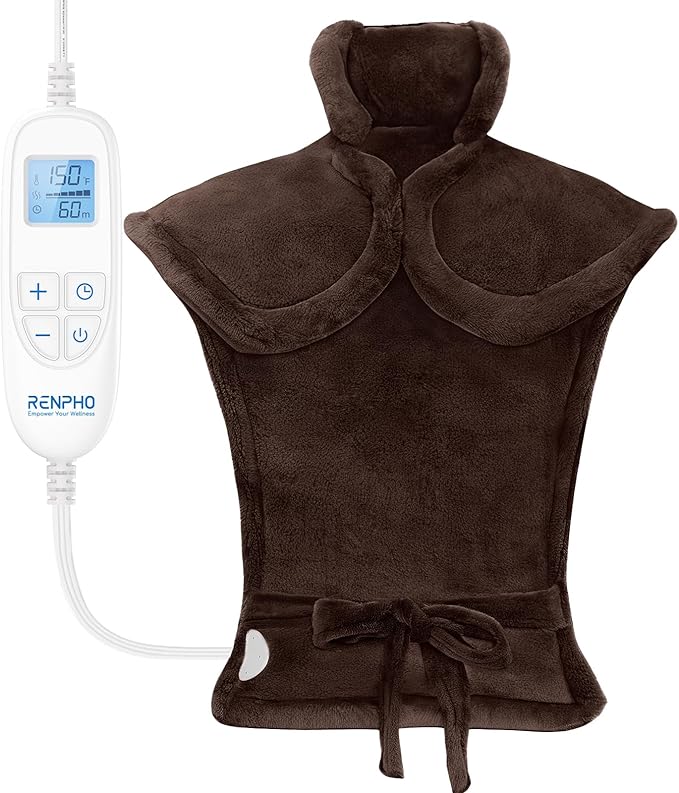 RENPHO Electric Heating Pad for Back, Mothers Day Gifts & Birthday Gifts for Mom Dad Women Men, FSA Eligible & HSA Store, Neck and Shoulder Heat Pad, Fast Heating, 24"x33", ETL Certified, Brown