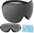 LYSIAN Cooling Sleep Eye Mask Men Women, 3D Night Blindfold Sleep Mask with Earplugs, Soft Pressure-Free Shade Cover for Travel, Yoga (Silver-Grey)